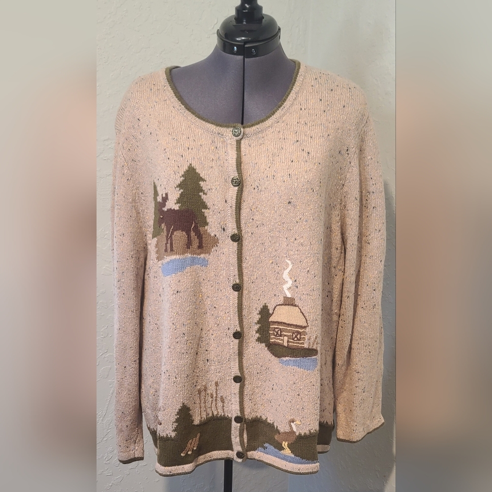Christopher & Banks Hand Embroidered cardigan plus size 2X Ramie & Wool blend
